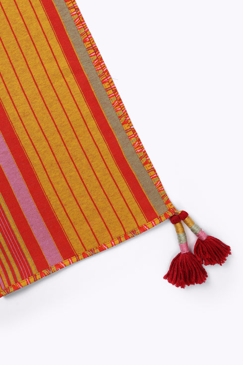 Shawl in striped jacquard cotton blend